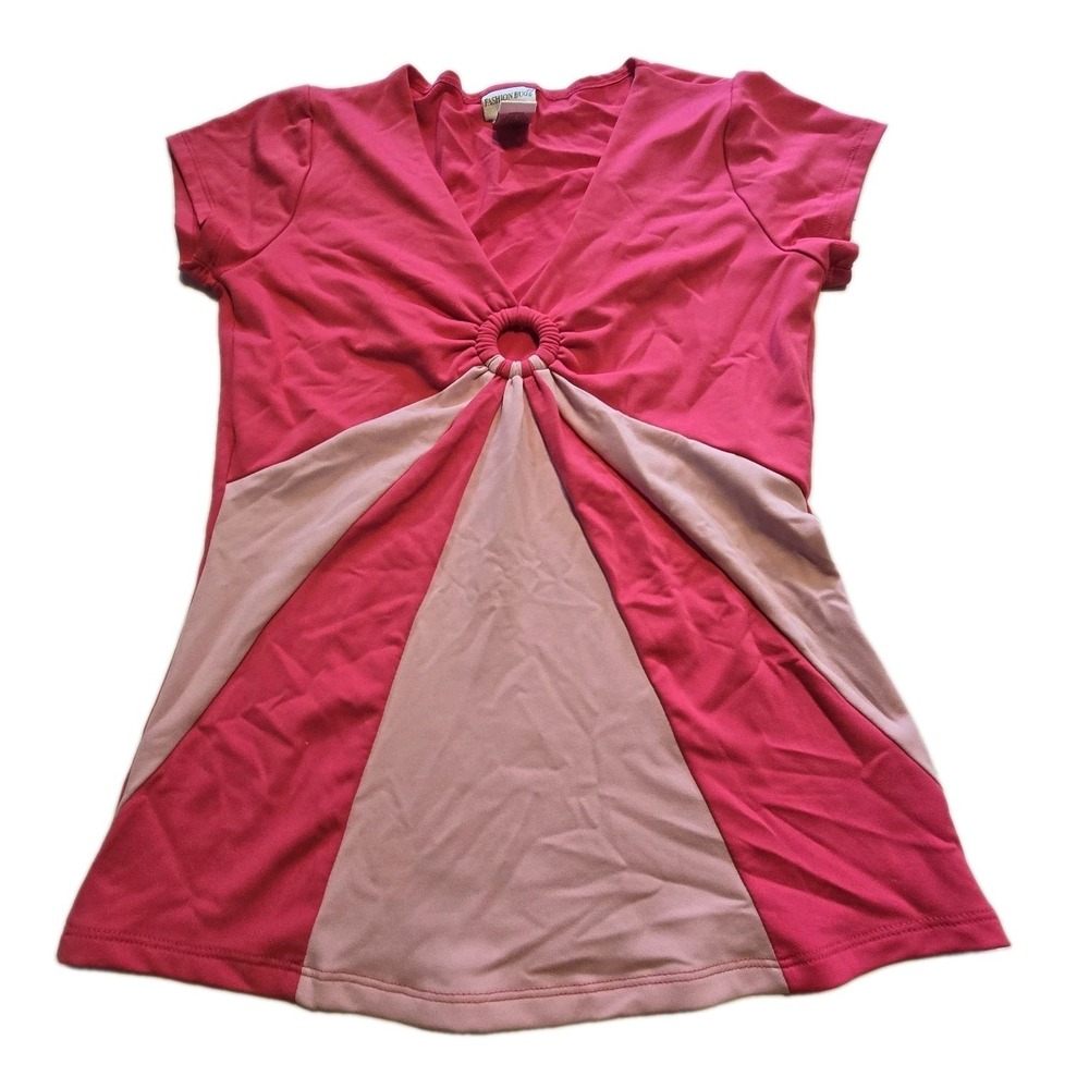 Vintage 90s Y2K Colorblock Babydoll Top Women S Pink Hippie 70s Retro Disco USA
